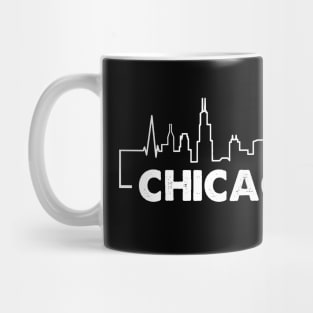 Chicago Illinois City Heartbeat Skyline - I Love Chicago Illinois State Pride Mug